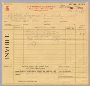 [Invoice for Repairs made by D. B. McDaniel Cadillac Co., March 18, 1949]