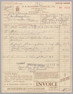 [Invoice for Repairs made by D. B. McDaniel Cadillac Co., May 6, 1949]