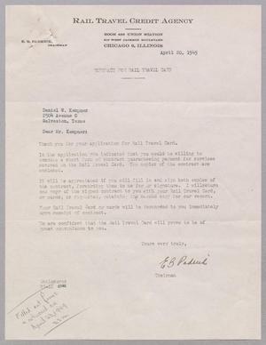 [Letter from Letter from D. W. Kempner to E. B. Padrick, April 20, 1949]