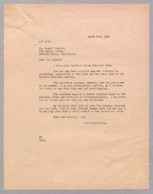 [Letter from Daniel W. Kempner to Bogart Rogers, April 2, 1949]