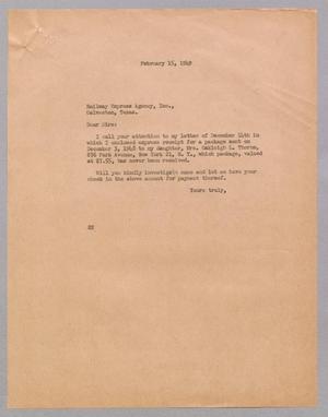 [Letter from Daniel W. Kempner to Railway Express Agency, February 15, 1949]