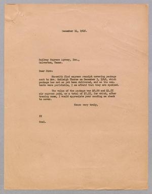 [Letter from Daniel W. Kempner to Railway Express Agency, Inc., December 14, 1948]