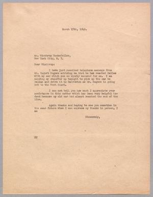 [Letter from Daniel W. Kempner to Winthrop Rockefeller, March 15, 1949]