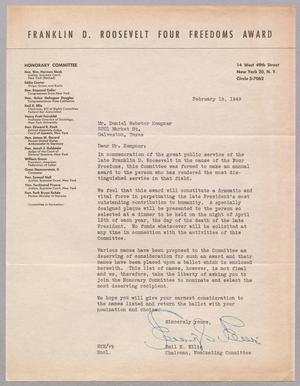 [Letter from Emil K. Ellis to D. W. Kempner, February 18, 1949]
