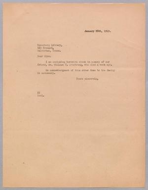 [Letter from Daniel W. Kempner to Rosenberg Library, January 26, 1949]