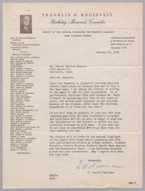 [Letter from the Franklin D. Roosevelt Birthday Memorial Committee to D. W. Kempner, January 24, 1949]