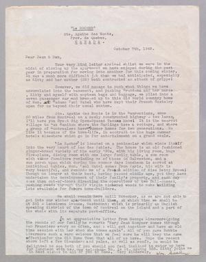 [Letter from William Sealy to Jeane and Dan Kempner, October 7, 1949]