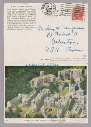 [Postcard of Royal Victoria Hospital, Montreal, Canada, September 7, 1949]