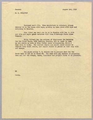 [Letter from Daniel W. Kempner to M. J. Sullivan, August 1, 1949]