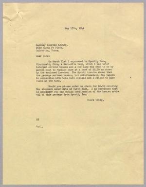 [Letter from Daniel W. Kempner to Railway Express Agency, May 17, 1949]