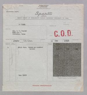 [Invoice for Replacement for Broken Item, March 1949]