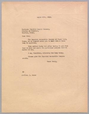[Letter from Daniel W. Kempner to Southern Electric Supply Compnay, March 26, 1949]