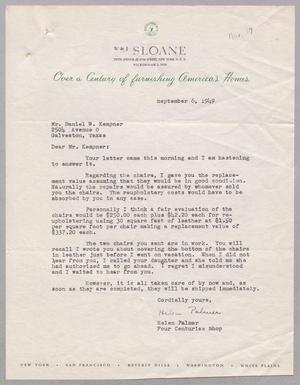 [Letter from Helen Palmer to D. W. Kempner, September 6, 1949]