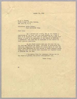[Letter from Daniel W. Kempner to W. & J. Sloane, August 31, 1949]