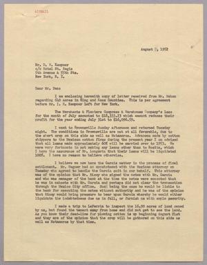 [Letter from A. H. Blackshear, Jr. to Daniel W. Kempner, August 7, 1952, Copy]