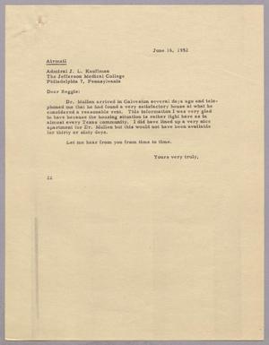 [Letter from Daniel W. Kempner to Admiral J. L. Kauffman, June 16, 1952]