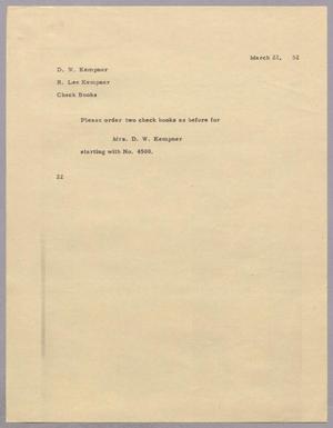 [Letter from Daniel Webster Kempner to Robert Lee Kempner, March 22, 1952]