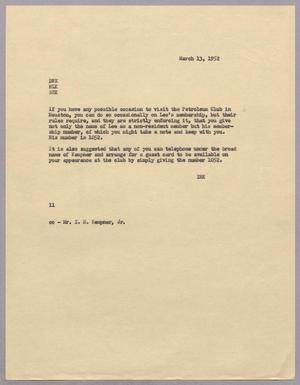 [Letter from Isaac H. Kempner to Daniel W. Kempner, Harris L. Kempner and Stanley E. Kempner, March 13, 1952]
