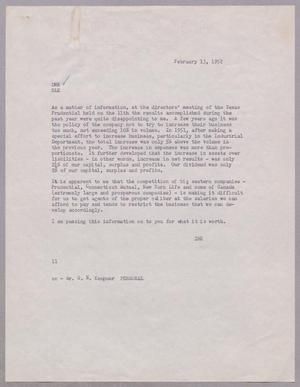 [Letter from Isaac H. Kempner to Daniel W. Kempner and R. Lee Kempner, February 13, 1952, Copy]