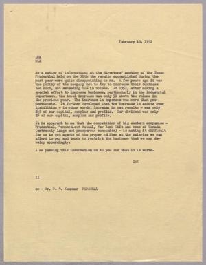 [Letter from Isaac H. Kempner to Daniel W. Kempner and R. Lee Kempner, February 13, 1952]