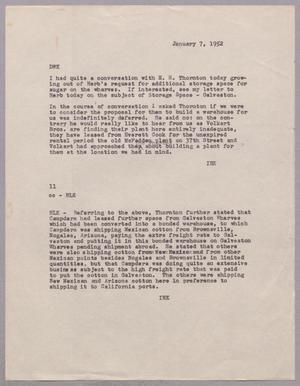 [Letter from Isaac H. Kempner to Daniel W. Kempner and Harris L. Kempner, January 7, 1952]