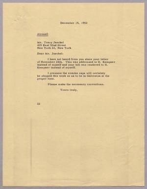 [Letter from Daniel W. Kempner to Tracy Jaeckel, December 15, 1952]
