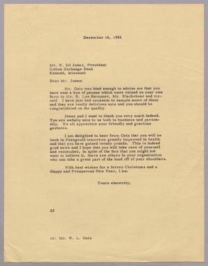 [Letter from Daniel W. Kempner to R. Irl Jones, December 16, 1952]