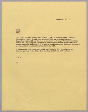 [Letter from Isaac H. Kempner to Daniel W. Kempner, R. Lee Kempner and Stanley E. Kempner, December 6, 1952]