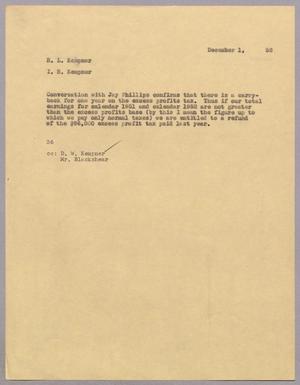 [Letter from Harris L. Kempner to Isaac H. Kempner, December 1, 1952]