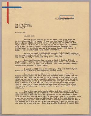 [Letter from A. H. Blackshear, Jr. to Daniel W. Kempner, October 31, 1952]
