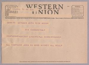 [Telegram from October 27, 1952]