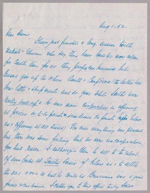 [Handwritten Letter from Daniel W. Kempner to Harris L. Kempner, August 1, 1952]