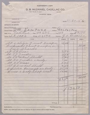[Invoice for Car Services, November 1952]