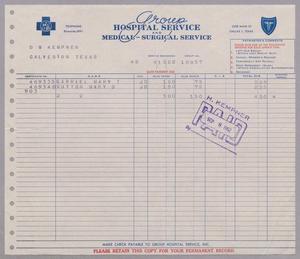 [Invoice from Group Hospital Service, Inc., September 1952]