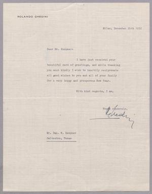 [Letter from Rolando Ghedini to Daniel W. Kempner, December 29, 1952]