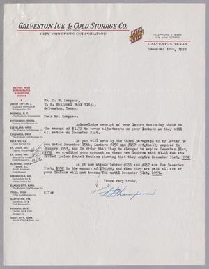 [Letter from Galveston Ice & Cold Storage Co. to Daniel W. Kempner, December 18, 1952]