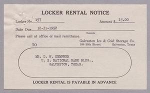 [Locker Rental Notice, December 31, 1952]