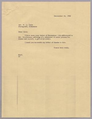 [Letter from Daniel W. Kempner to William L. Gatz, December 16, 1952]