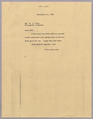 [Letter from Jeane B. Kempner to W. L. Gatz, November 21, 1952]