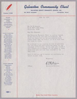 [Letter from B. T. Williams to Daniel W. Kempner, July 31, 1952]