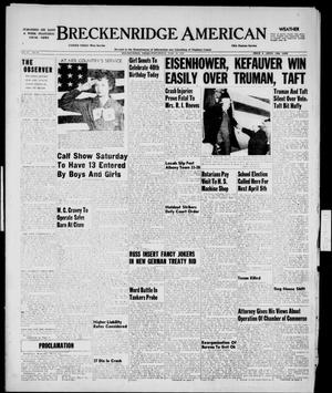 Breckenridge American (Breckenridge, Tex.), Vol. 32, No. 62, Ed. 1 Wednesday, March 12, 1952
