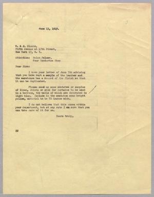 [Letter from D. W. Kempner to W. & J. Sloane, June 13, 1949]