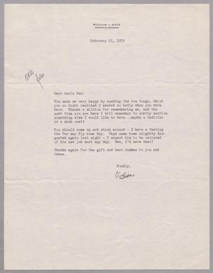 [Letter from Mrs. William L. Gatz to Daniel W. Kempner, February 21, 1952]