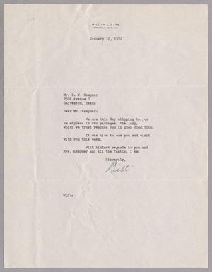 [Letter from William L. Gatz to Daniel W. Kempner., January 10, 1952]