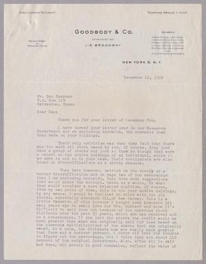 [Letter from S. T. Hubbard to Daniel W. Kempner, December 12, 1952]