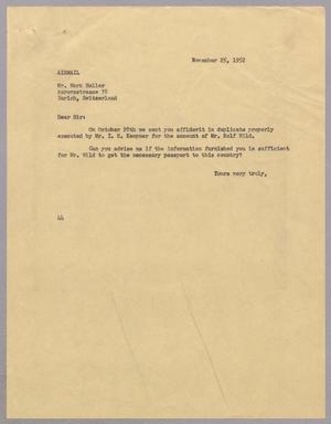 [Letter from A. H. Blackshear, Jr. to Mark Heller, November 25, 1952]