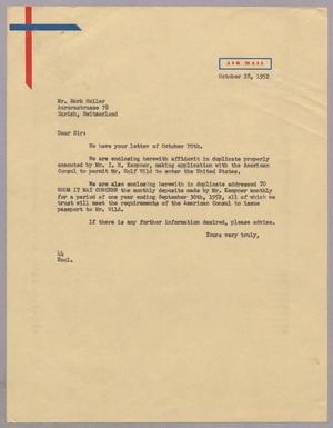 [Letter from A. H. Blackshear, Jr. to Mark Heller, October 28, 1952]