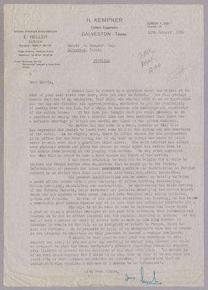 [Letter from Mark F. Heller to Harris L. Kempner, January 10, 1952]