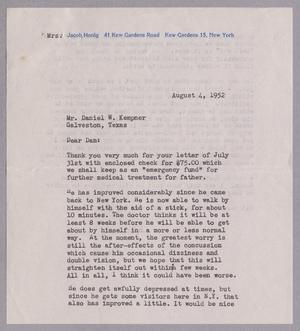 [Letter from Mrs. Jacob Hoing to Daniel W. Kempner, August 4, 1952]