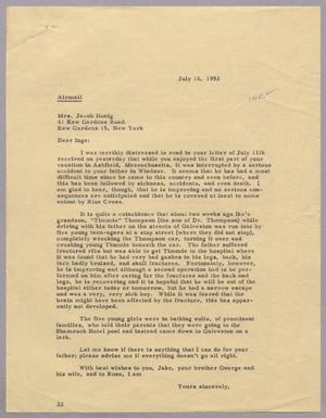[Letter from Daniel W. Kempner to Mrs. Jacob Honig, July 16, 1952]